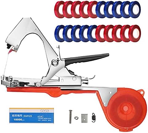 Plant Tying Machine Tomato Tape Tool Fruit Twine Tool with 21 Rolls of Tape and 1 Box of Staple for Garden Vegetable Grape Cucumber Pepper