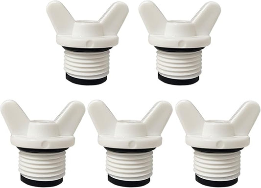 1/2” NPT Pipe Plug, Male Thread Pipe Caps and Plugs Fittings for Garden Irrigation Water Tubing Stopper, 5PCS, White,(3/4" ID)