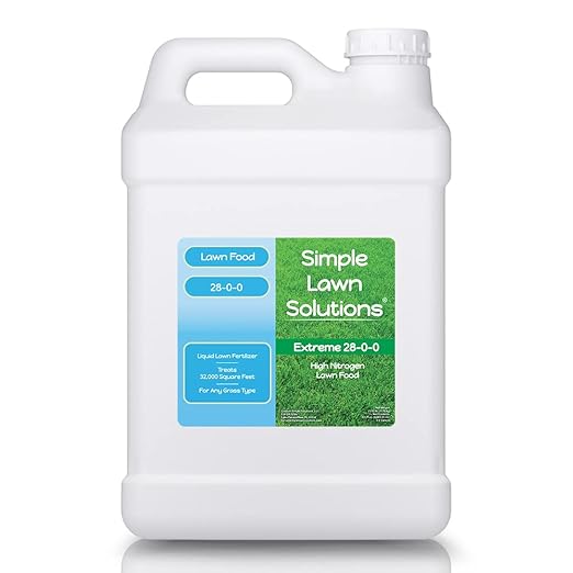 Maximum Green & Growth Fertilizer High Nitrogen 28-0-0 Lawn Food Liquid Fertilizer- Spring & Summer- Any Grass Type- Simple Lawn Solutions - Concentrated Quick & Slow Release Formula (2.5 Gallon)