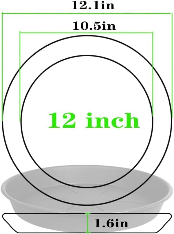 1 Pack of Plant Saucer 12 inch, Large Heavy Duty Plastic Saucers Round, Plant Drip Trays for for Indoors Outdoor, Plant Water Tray for Planters (12", Black)