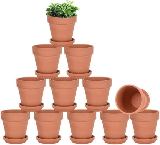 vensovo 3 inch Terracotta Clay Pots for Plants with Saucer - 12 Pack Small Terra Cotta Planter Great for Garden Windowsill Indoor & Outdoor Wedding Favors Gifts