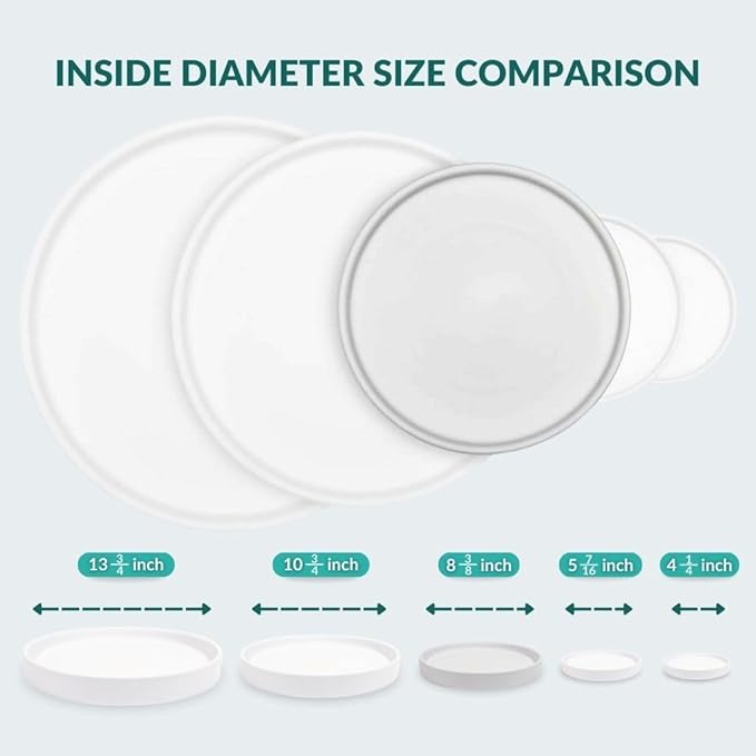 Willowy 2 Pack 9 Inch Matte White Ceramic Plant Drainage Trays, Indoor Use