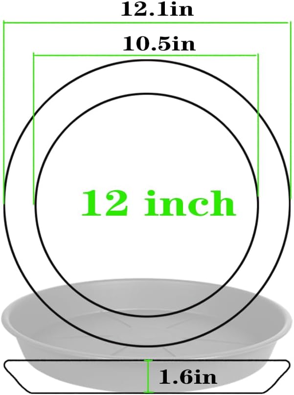 6 Pack of Plant Saucer Tray 11 12 inch, Heavy Duty Plastic Pot Plant Drip Trays Saucers for for Indoors Outdoor, Plant Water Tray for Planters 11-12" (12", Clay)
