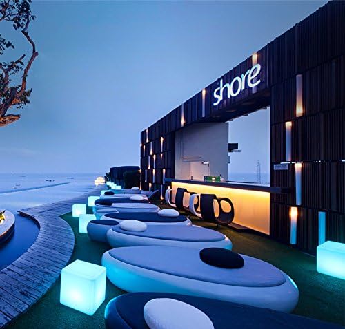 Mr.Go 14-Inch Color Changing LED Cube Light Stool, Glow Cube Seat for Kids, Modern LED Light Side Table, 16 RGB Colors LED Mood Lighting, Ideal for Home Garden Patio Bar Pool Party Decorative Lighting