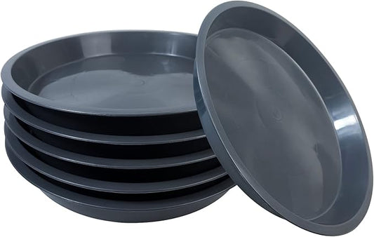 6 Pack Plant Saucer 4 6 8 10 12 14 16 18 20 22 Inch Plastic Plant Tray, Sturdy and Durable Flower Pot Container Accessories Plant Pot Saucers for Indoor and Outdoor (12 Inch, Gray)