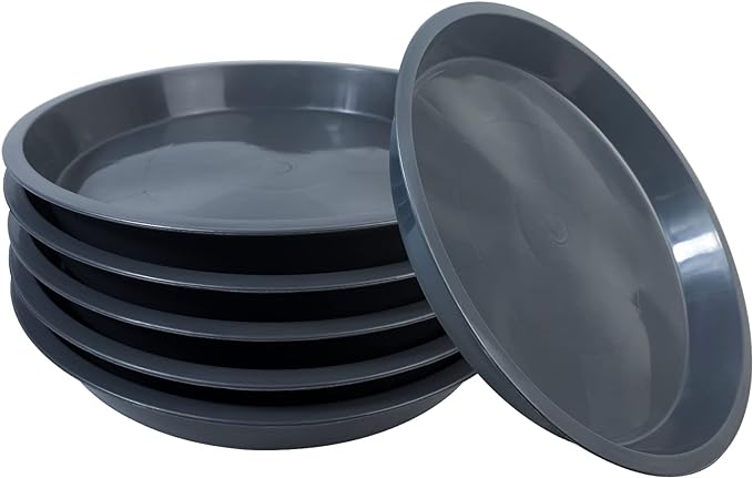 6 Pack Plant Saucer 4 6 8 10 12 14 16 18 20 22 Inch Plastic Plant Tray, Sturdy and Durable Flower Pot Container Accessories Plant Pot Saucers for Indoor and Outdoor (4 Inch, Gray)