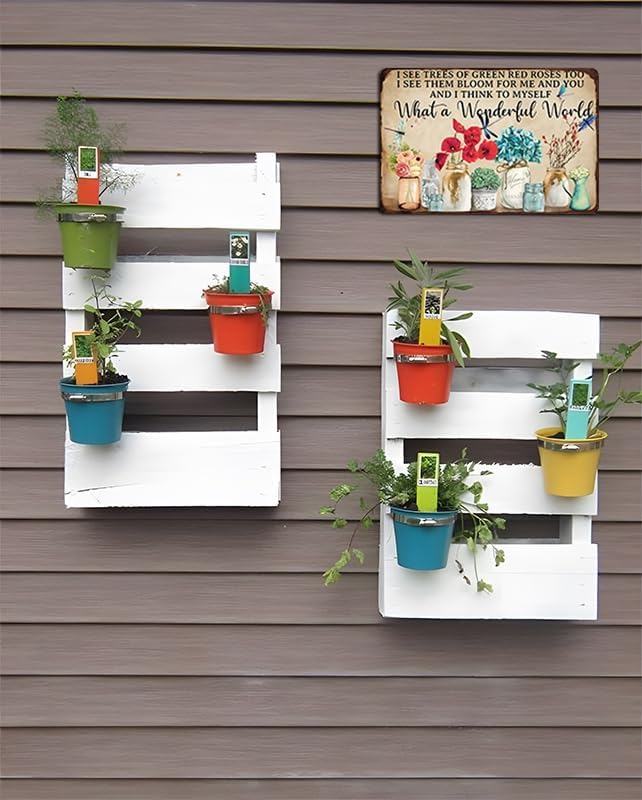 Artlunar Funny Garden Plant Flower Sign Outside Yard Art Decor - What A Wonderful World, 12" x 8" (985)