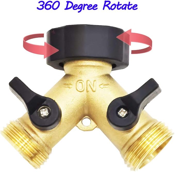 HQMPC Hose Splitter Garden Hose Y Valve 2 Way Valve Brass Y Valve Water Outdoor Garden Hose Adapter 2 Way Y Valve Y Hose Adapter Garden Faucet Y Valve +3/4" GHT Thread Extra 4 Presure washers