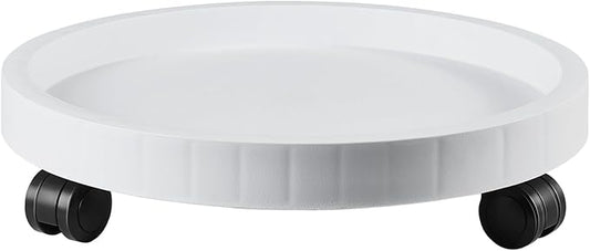 9.8 Inch Planter Caddies Rolling Saucer Caddy with Wheels, Heavy Duty Wheeled Stand for Potted Plant, Round Coaster Roller Base Tray with Casters, Flower Pot Dolly Holder for Indoor Outdoor