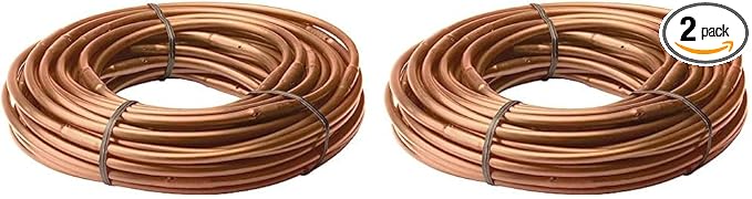 Rain Bird ET256-50S Drip Irrigation Pressure Compensating 1/4" Emitter Tubing, 6" Emitter Spacing, 50 Roll, Brown (Pack of 2)