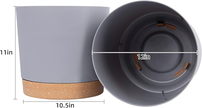 QCQHDU 12 inch Plant Pot, 2 Pack Planters for Indoor Plants with Drainage Holes & Saucer, Outdoor Flower Pots Home Garden Modern Decor