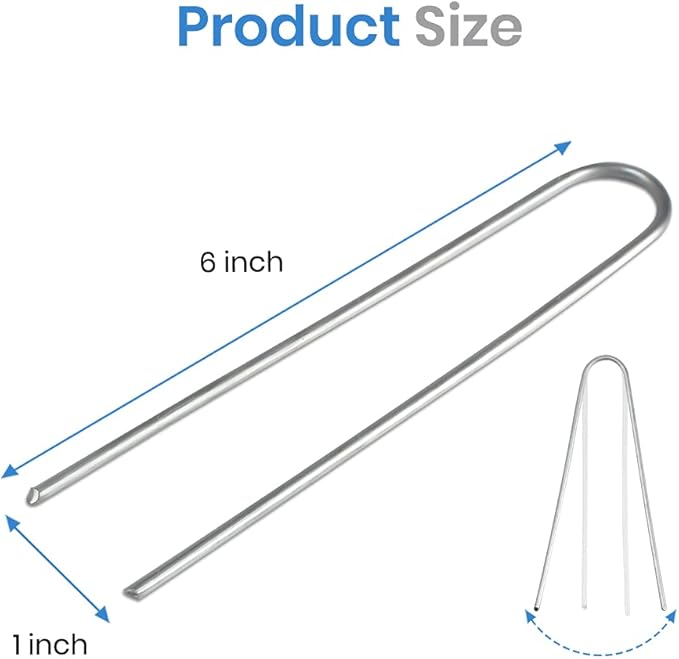 Landscape Staples 6 Inch Galvanized Garden Stakes 150 Pack,Garden Staples Heavy-Duty Sod Pins Anti-Rust Fence Stakes Securing Pegs for Barrier Fabric Irrigation Tubing Hose Weed