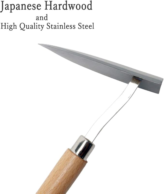 Japanese Garden Landscaping Triangle Hoe with Stainless Steel Blade & Wood Handle