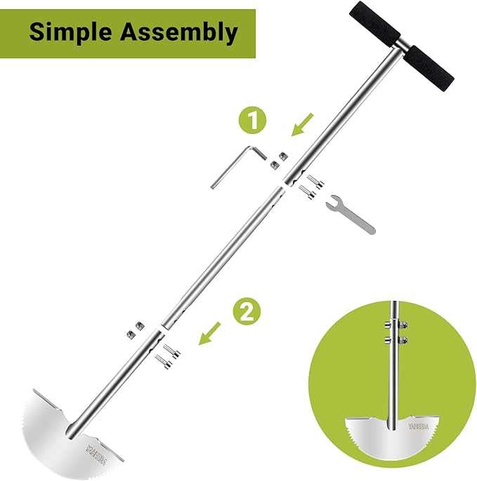 Lawn Edger Tool, 38-Inch Long Stainless Steel Handle Lawn Edger,Half Moon Blade with D-Grip for Garden Boarder,Grass, Sidewalk, Yard