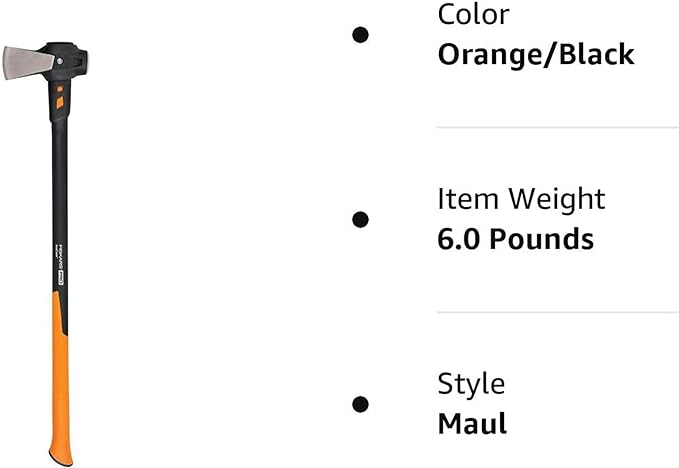 Fiskars Pro IsoCore Splitting Maul and Stainless Steel Axe, with Shock Reduction, 6 lb, 36 in