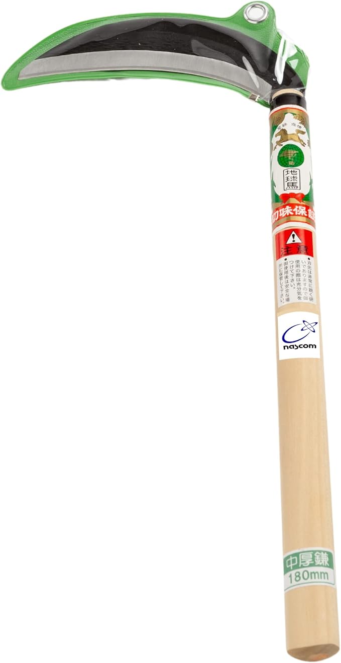 Japanese Weeding Sickle (Middle Thick Blade), High Grade Steel Blade (Blue Steel No.2) Hand Tool for Gardening, Weeding and Farming, Light Weight, Blade Length 7.09inch