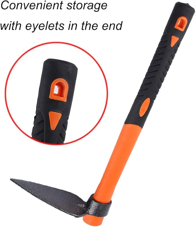 LUBAN Single Head Sharp Hoe with Heavy Duty Forged Adze and Ergonomic Non-Slip Handle for Loosening Soil, Seeding, Camping Outdoor 39mm/15-Inch