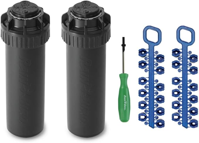 Rain-bird 5000 Series Rotor Sprinkler Head - 5004 PC Model, Adjustable 40-360 Degree Part-Circle, 4 Inch Pop-Up Lawn Sprayer Irrigation System - 25 to 50 Feet Water Spray Distance (Y54007) (2 Pack)