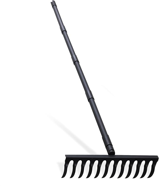 Pragmatist Bow Rake Heavy Duty 60" Metal Head Garden Rake with Adjustable Stainless Steel Handle Garden Tool for Loosening Soil Leveling Mulch Gathering Leaf