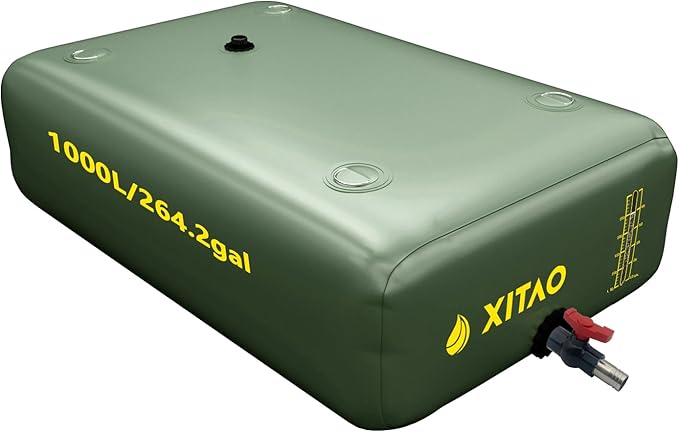 XITAO 264Gal Water Storage Bladder w/Water Level Indicator, Large Capacity Foldable Water Storage Containers, Portable Emergency Water Tank Water Bag for RVs, Fire Prevention, Irrigation