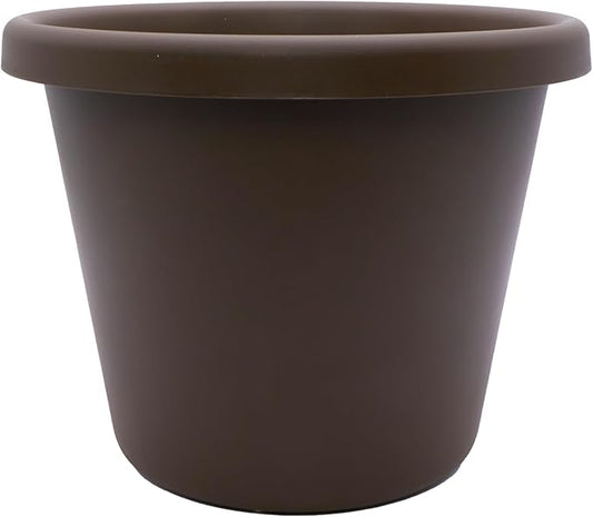The HC Companies 11.5 inch Round Classic Planter - Plastic Plant Pot for Indoor Outdoor Plants Flowers Herbs, Chocolate