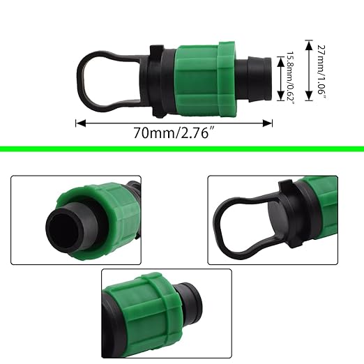 Drip Irrigation Tubing End Cap Plugs Universal Barbed Locking Fittings for 16-17mm Drip Tape Tubing Sprinkler System [8PCS, Green]