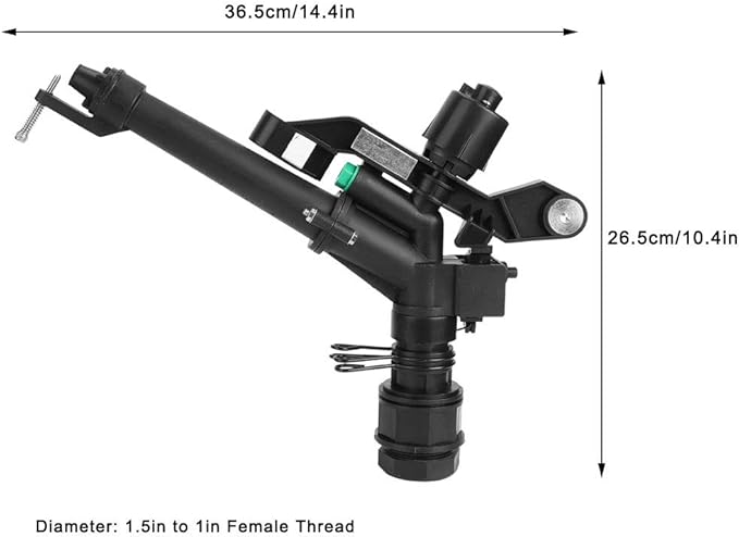 CHICIRIS Lawn Sprinkler - 1.5in to 1in DN25 Female Thread Adjustable 360 Degree Rotating Rocking Arm Sprinkler Farm Irrigation