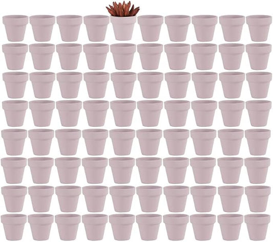 Yishang 2 inch Pink Small Terracotta Pots with Drainage Holes,Mini Clay Ceramic Pottery Planter,Cactus Flower Nursery Terra Cotta Pots, for Indoor/Outdoor Succulent Plants, Crafts(80 Pack)