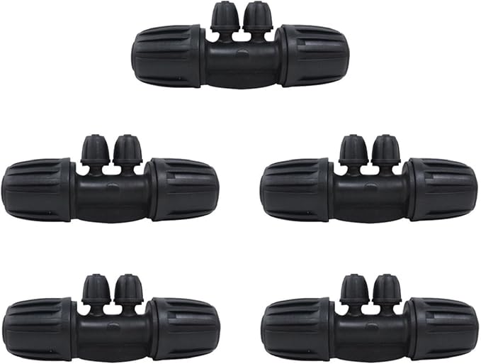 1/2 Inch to 1/4 Inch Tubing Irrigation Fittings for (1/2'' ID x 0.60''-0.63'' OD) 16mm Drip Tubing,Locked Barbed Tee Connectors, Anti-Drop Quality Fitting Barbed Tee 4-Way (Black-5)
