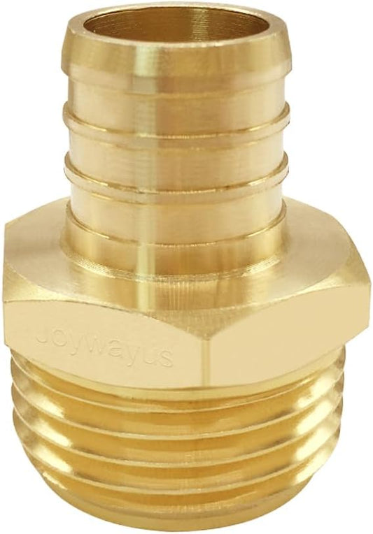 Joywayus 3/4" PEX Barb x 3/4" Male GHT Thread Hex Brass Garden Water Hose Pipe Connector Fittings for House/Boat/Lawn/Power Wash/Irrigation
