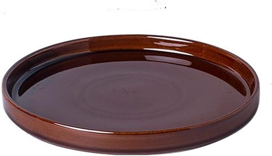 Ceramic Plant Saucer 12 Inch, Round Plant Trays for Indoors/Outdoors, Flower Pot Saucers for Holding Water Drips and Soil, Ceramic Drainage Tray for Plant Pot (Brown)