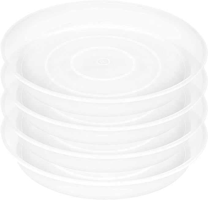 4 Pack of 16 inch Plant Saucer (13.8 Inch Base), 1.7" Depth Tray, Large Deep Garden Plastic Flower Planter Plant Trays for Indoors Outdoor Bath Bath (16", Clear)