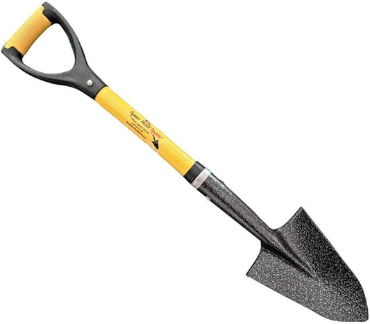 D-Handle Gardening Shovel with Cushioned Grip, Fiberglass Handle with Carbon Manganese Steel Blade, 30" Mini Handle, Yellow, for Raised Garden Beds and Container Gardens