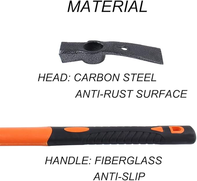 LUBAN Dual Head Hammer Hoe with Heavy Duty Forged Adze and Ergonomic Non-Slip Handle for Gardening, Hunting, Landscaping Outdoor 39mm/15-Inch