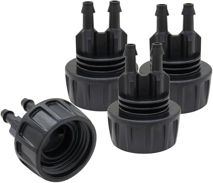 Hooshing 4PCS 1/4 Inch Drip Irrigation Tubing to Faucet Garden Hose Adapters Convert 3/4 Inch to 1/4 Inch 2 Barbs Drip Hose Connectors Fittings for Garden Supplies
