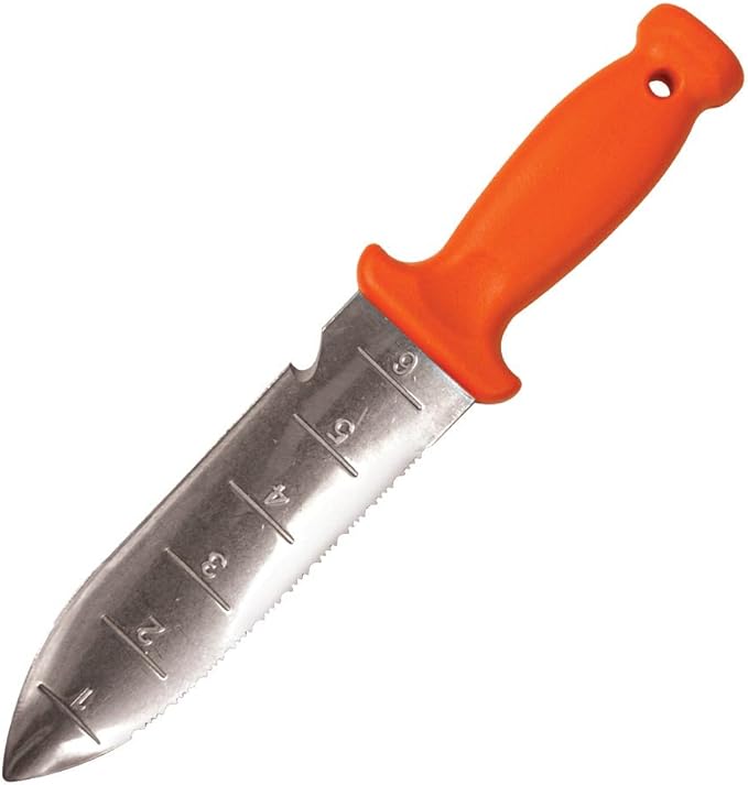 A.M. Leonard Deluxe Soil Knife, Orange – Hori Hori w/ 6-Inch Stainless Steel Blade