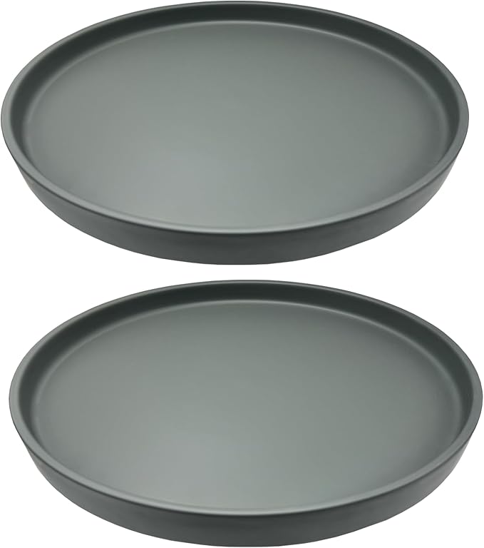 2 Pack Ceramic Plant Saucer Pot Tray 8 Inch, Planter Saucers 4 5 6 7 8 9 10 11 12 13 Inch for Indoors Outdoor, Durable Sturdy Flower Drainage drip Water Tray for Glazed Pots Base (8.5 Inch-Grey)