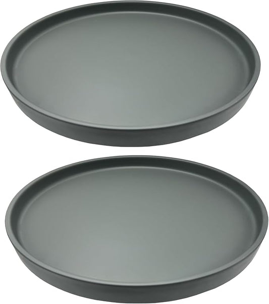 2 Pack Ceramic Plant Saucer Pot Tray 8 Inch, Planter Saucers 4 5 6 7 8 9 10 11 12 13 Inch for Indoors Outdoor, Durable Sturdy Flower Drainage drip Water Tray for Glazed Pots Base (8.5 Inch-Grey)