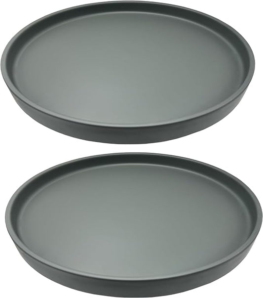 2 Pack Ceramic Plant Saucer Pot Tray 6 Inch, Planter Saucers 4 5 6 7 8 9 10 11 12 13 Inch for Indoors Outdoor, Durable Sturdy Flower Drainage drip Water Tray for Glazed Pots Base (6.4 Inch-Grey)