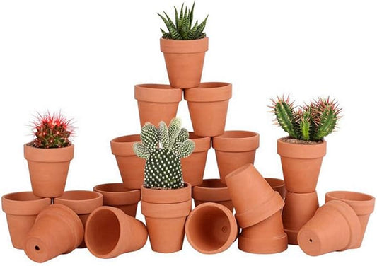 24pcs Small Mini Clay Pots, 2.5'' Terracotta Pot Clay Ceramic Pottery Planter, Cactus Flower Terra Cotta Pots, Succulents Nursery Pots, with Drainage Hole, for Indoor/Outdoor