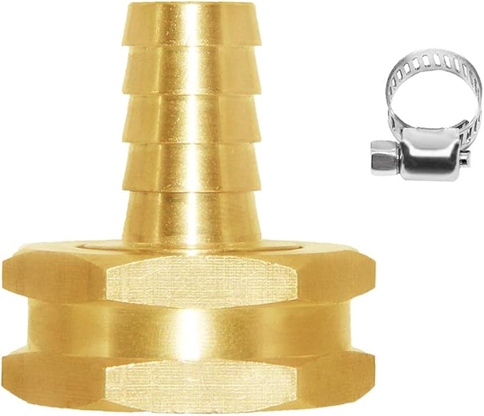 Joywayus 6pcs 1/2" Barb x 3/4" Female GHT Thread Swivel Hex Brass Garden Water Hose Pipe Connector Copper Fitting with Stainless Clamp House/Boat/Lawn/Power Wash/Irrigation