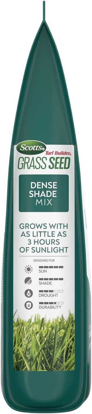Scotts Turf Builder Grass Seed Dense Shade Mix with Fertilizer and Soil Improver, Grows With Little Sunlight, 5.6 lbs.