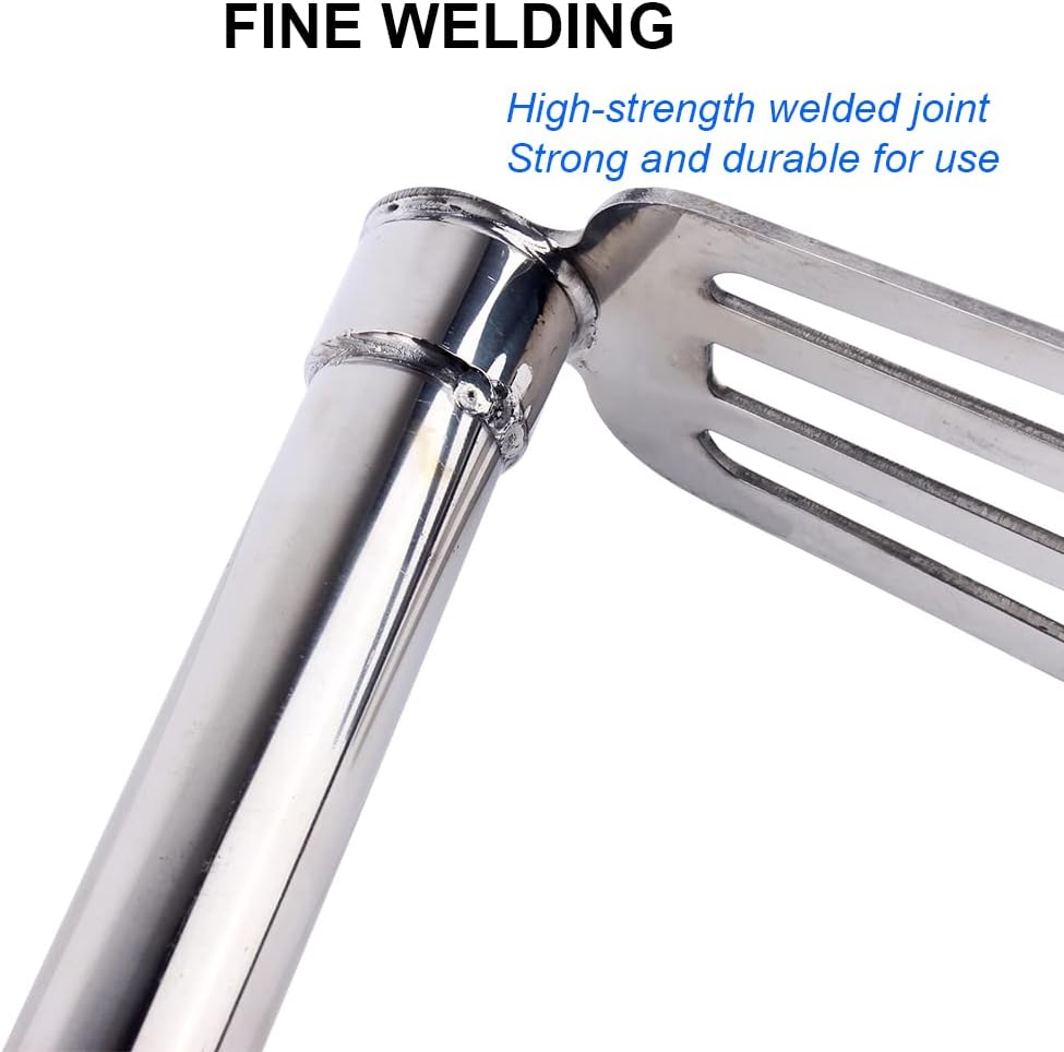 Stainless Steel Garden Cultivator Metal Hand Weather Resistant Hand Tool 15-Inch Lightweight 4 prongs Rake for Weeding Seeding Turning Soil