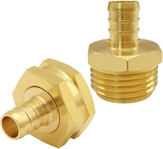 Joywayus 1/2" PEX Barb x 3/4" GHT Thread Swivel Hex Brass Garden Water Hose Pipe Connector Fittings for House/Boat/Lawn/Power Wash/Irrigation