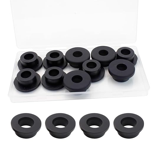 7/8 Inch Drill Hole, 1/2 Inch ID Silicone Rubber Grommets for Wiring, Automotive, Firewall Hole Plug, Top Hat Grommets for 1/2 Inch OD Vinyl Tubing in Hydroponic Irrigation Systems, 10 Pack