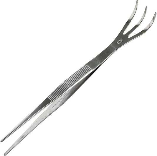 Wazakura 2 in 1 Bonsai Tweezers with Root Rake in Stainless Steel Made in Japan 8.6in (220mm), Professional Bonsai Tool, Japanese Precision Gardening Tongs for Plants