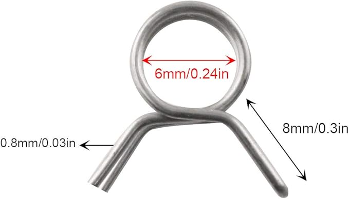 50pcs Irrigation Hose Clamp 1/4" Inner Diameter Stainless Steel Double Coil Spring Water Pipe Clamp for Garden Irrigation Pipe