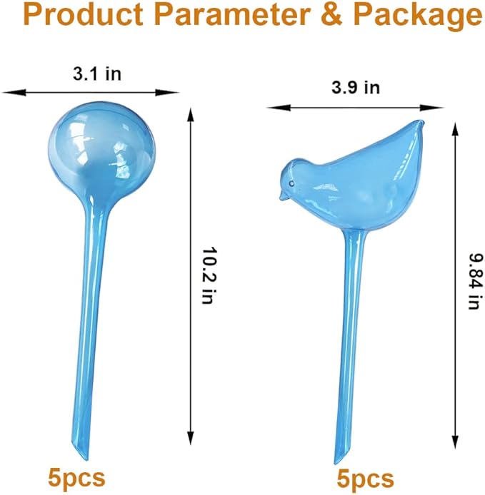 Plant Self-Watering Bulbs, 10pcs Self Watering Planter Insert, Flower Automatic Watering Drip Irrigation Device, Indoor Outdoor Garden Self Waterer for Plant