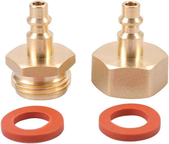 Air Compressor 1/4" Quick Connect Plug To GHT 3/4" Garden Hose Faucet Blow Out Adapter Fitting For Winterize Sprinkler Systems, Camper, Outdoor Plumbing, Garden Hose 2pcs male with 2pcs female (PAIR)