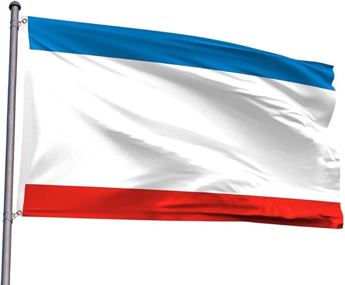 Ukraine Crimea Flag 4x6FT Ukrainian Crimean Polyester Banner With 2 Grommets Fade Resistant Vivid Color For Patriotic Festival Events Party Decoration(Crimea UKR, 4x6FT)